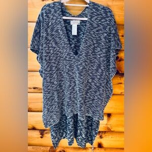Free People Unique Coachella Patterned V-Neck Poncho Sweater